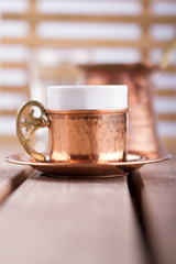 Turkish Coffee on Wooden Table