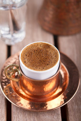 Turkish Coffee on Wooden Table