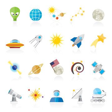 astronomy and space icons  - vector icon set