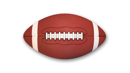 American Football isolated on white background, top view
