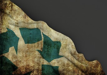 Recycle symbol 3d corner flag overlaid with grunge texture