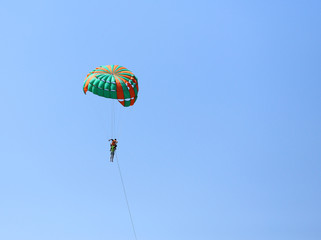 Parasailing with sky at Patong Beach in Phuket