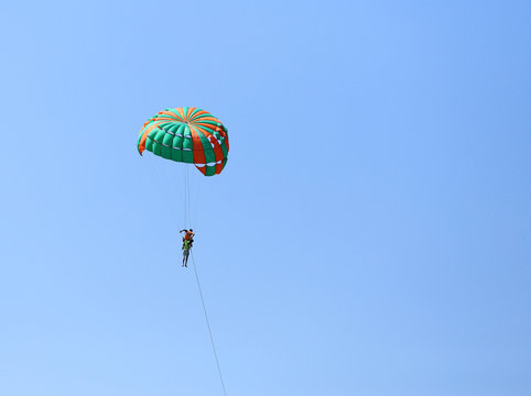 Parasailing with sky at Patong Beach in Phuket