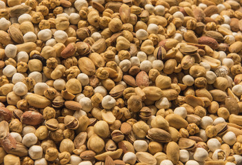 Selection of nuts on display at a market stall