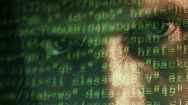 Human eyes looking at the source program code