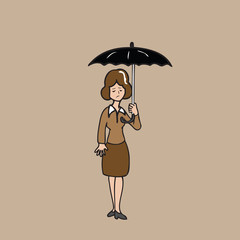 Woman holding black umbrella