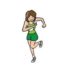Woman running cartoon character