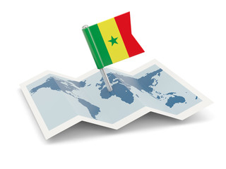 Map with flag of senegal