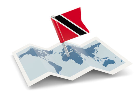 Map with flag of trinidad and tobago