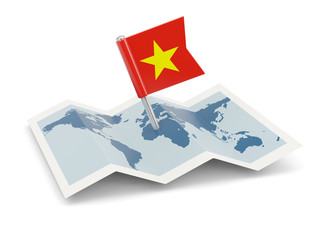 Map with flag of vietnam
