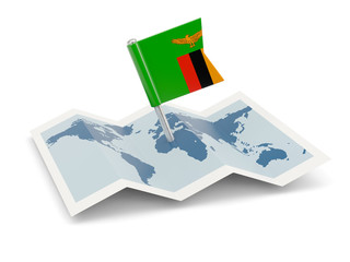 Map with flag of zambia