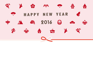 年賀アイコン模様の年賀状