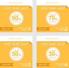 set of coupon discount, gift vouchers, free coupon vector