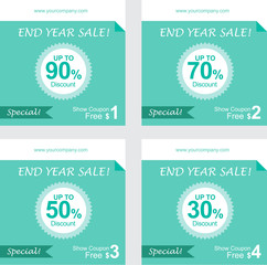 set of coupon discount, gift vouchers, free coupon vector