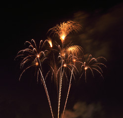 beautiful fireworks over sky