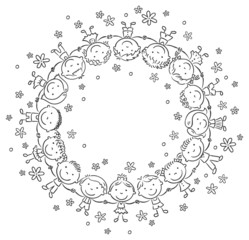 Happy Kids in a Circle, Outline