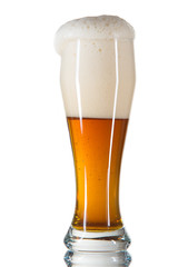 beer poured into a glass