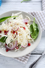 Fresh coleslaw and onion