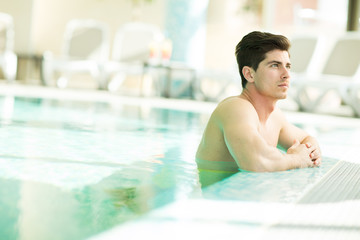 Young man in the pool