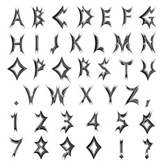 Alphabet and numbers .