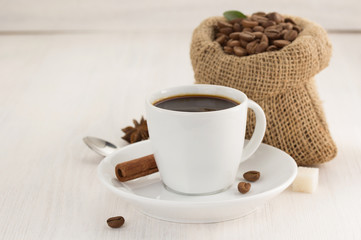 cup of coffee on wood