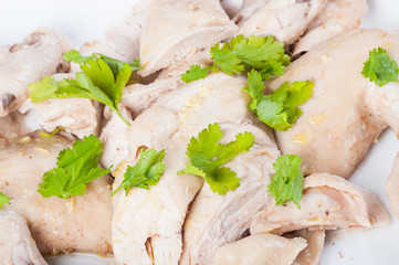 steamed chicken with ginger sauce and thick soy sauce