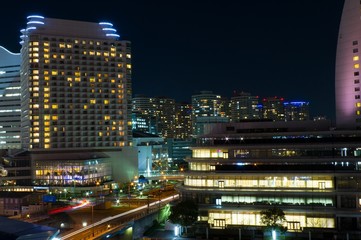 Fototapeta na wymiar night scene of the Yokohama area in Japan