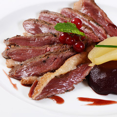 Duck breast in wine sauce