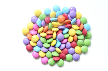 Isolated colored smarties on white background