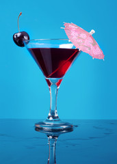 cocktail  with cherry closeup