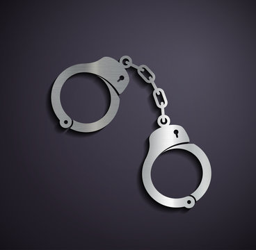 Flat metallic logo handcuffs.