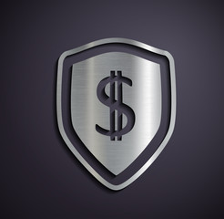 Flat metallic logo dollar.