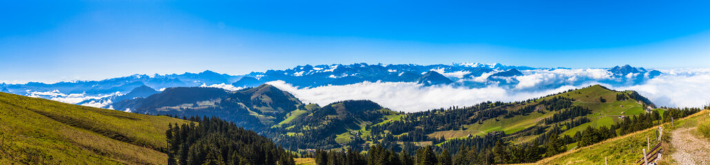 Panorama view of the alps on op of Rigi