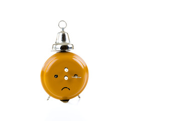 Face-looking back side of alarm clock isolated