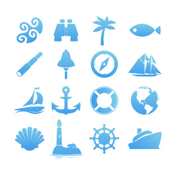 Big set of Nautical icons for Vacation and Travel