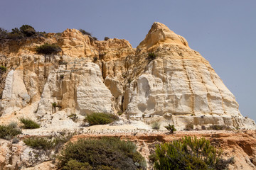 Fototapeta na wymiar weathered limestone rocks on the southwest coast of Spain