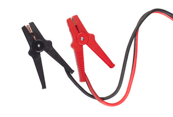 Jumper cable isolated on white background - Stock Image