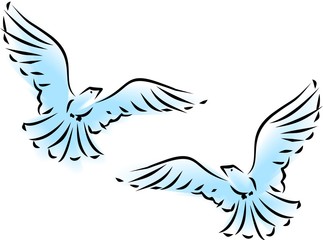 Sketch of two flying birds