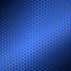 Background with metal grid of hexagons.