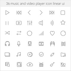 Music and video player icon linear ui