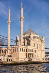 Fototapeta na wymiar Ortakoy Mosque near Bosphorus in Istanbul, Turkey