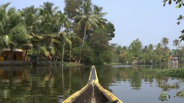 canoe boat on backwaters of Kerala State, South India