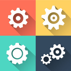 Cogs and Gears Flat Icon Set
