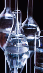 chemical glass vials with reflection