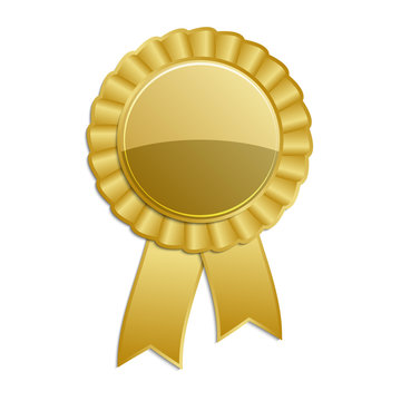 gold blank award rosette with ribbon