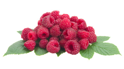 fresh raspberry with leaves
