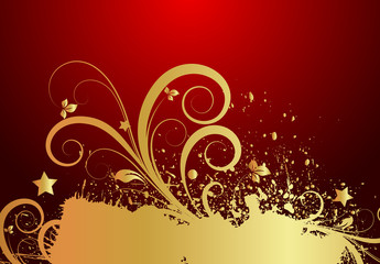 Grunge Golden Flourish Background