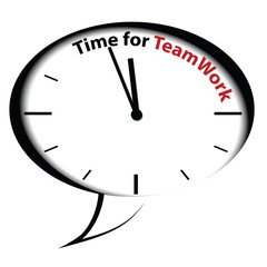 Bubble clock “Time for Teamwork”, vector