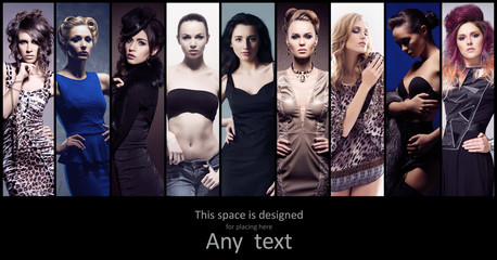 Obraz premium Fashion collection of women posing in fashion dresses