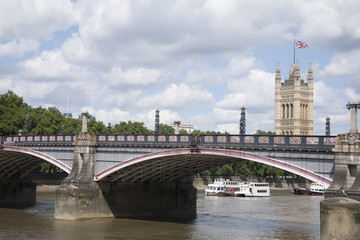 Houses of Parliament and Lambeth Bridge; London